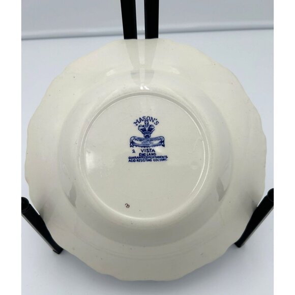 Antique Masons Vista Ironstone Plate Blue & White Scenic Design 9" Wide - Picture 3 of 3